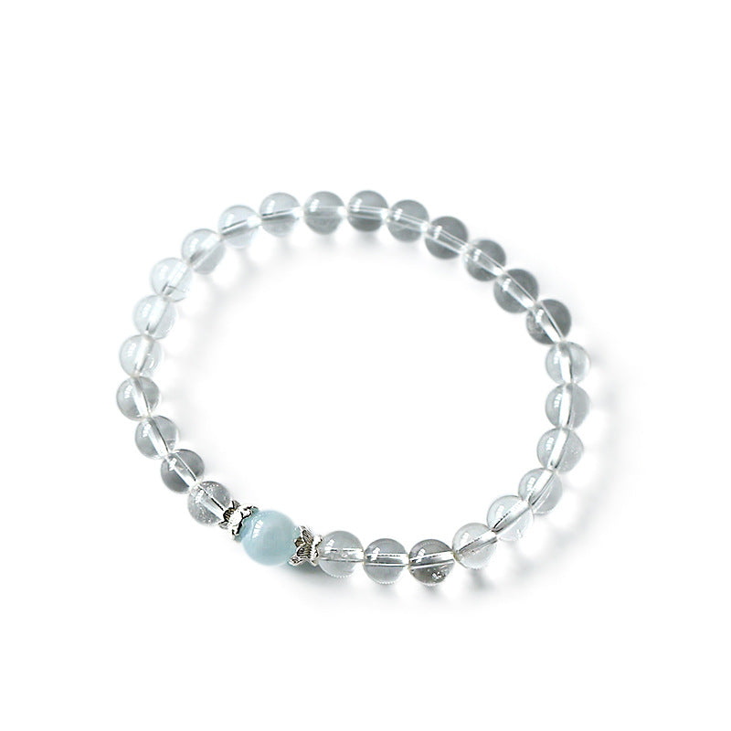 Original Design Niche White Crystal Bracelet Fashion Simple Style Aquamarine Women S925Sterling Silver Jewelry Bracelet