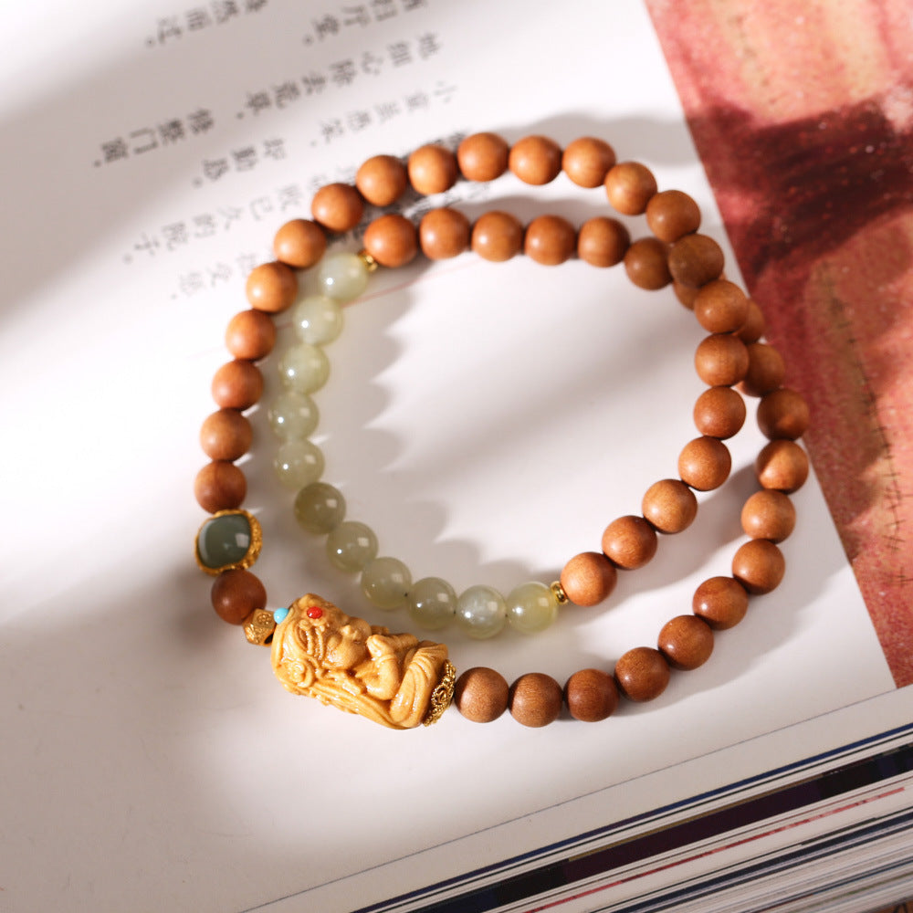 Natural Milk Fragrance Sandalwood Barbie Sandalwood Bracelet Zakiram Hetian Jade High-end Bracelet