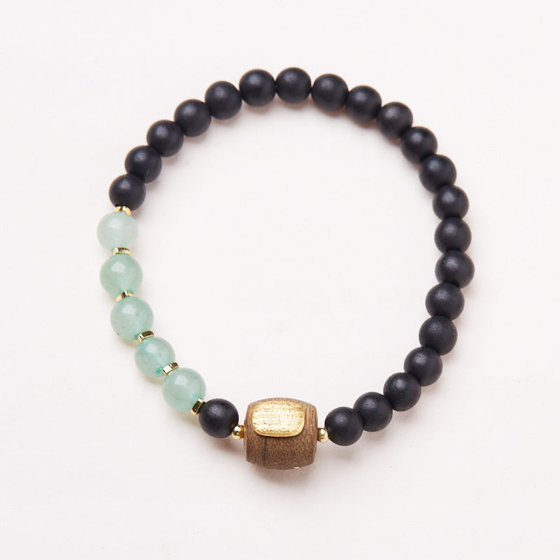 Half Mountain Half Water Soil Agarwood Green Aventurine Five-Striped Sutra Bracelet Niche High-End Hand String Gift Live Source