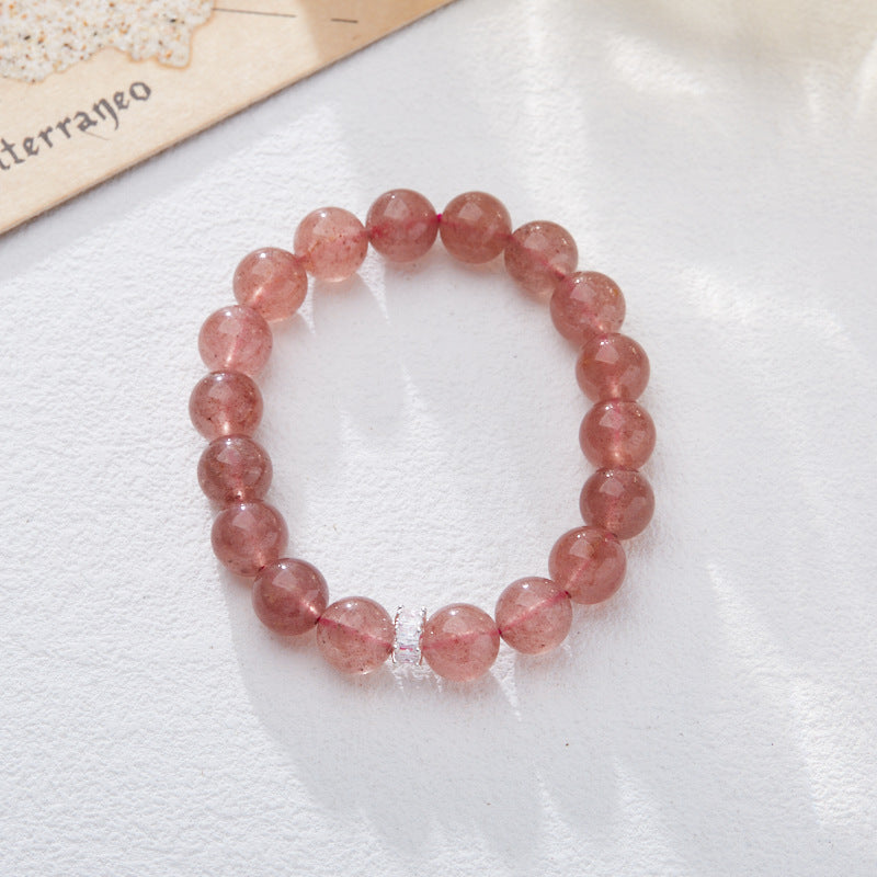 Natural Strawberry Quartz Bracelet for Women Wealth Flower Pixiu Good Luck Pink Crystal Gemstone Design Bracelet Gift