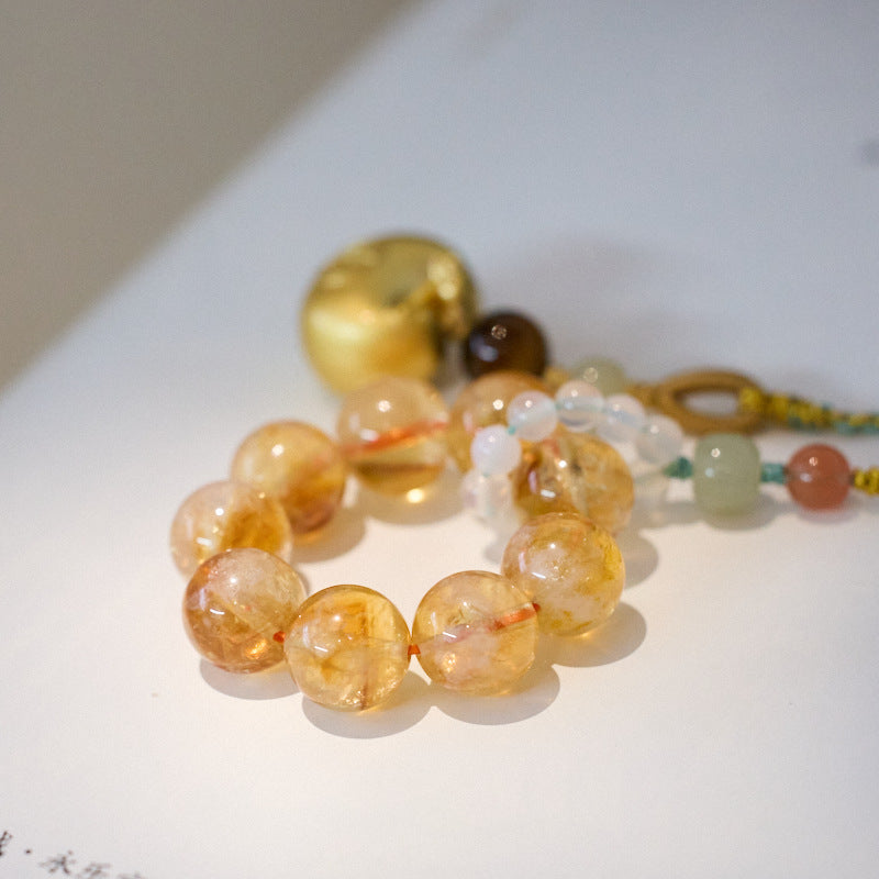 Temple Same Style Natural Yellow Asse Crystal Pendant Splendid Future Hair Wealth and Luck Lock Automobile Hanging Ornament Bag Hanging