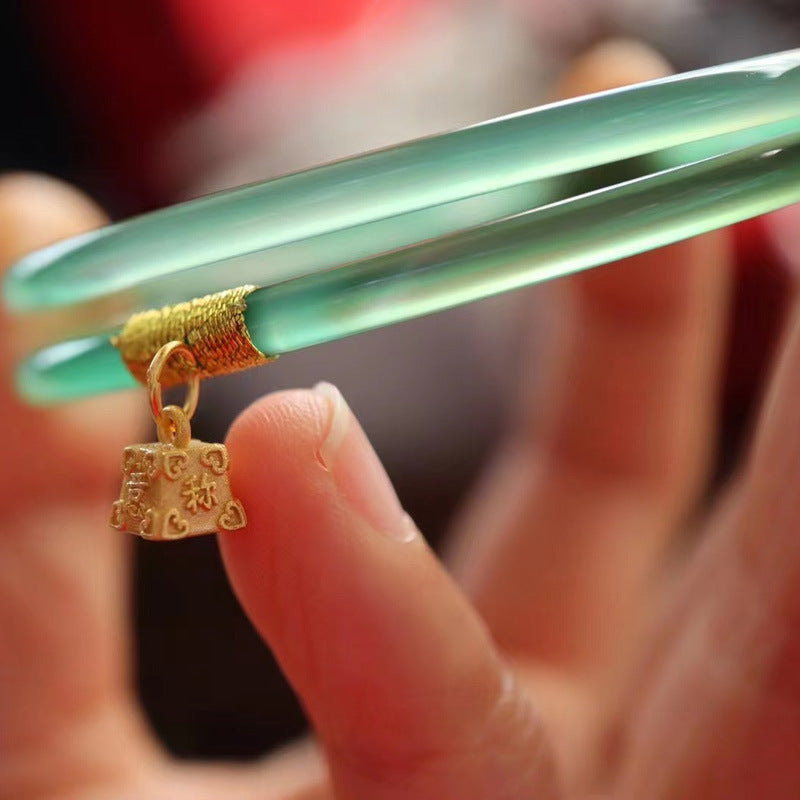 Gold-Devouring Beast Natural Chalcedony Ding-Dang Bracelet Agate Bracelet Ultra-Thin Strip Delicate and Exquisite Jade Bracelet Women's Jewelry Accessories