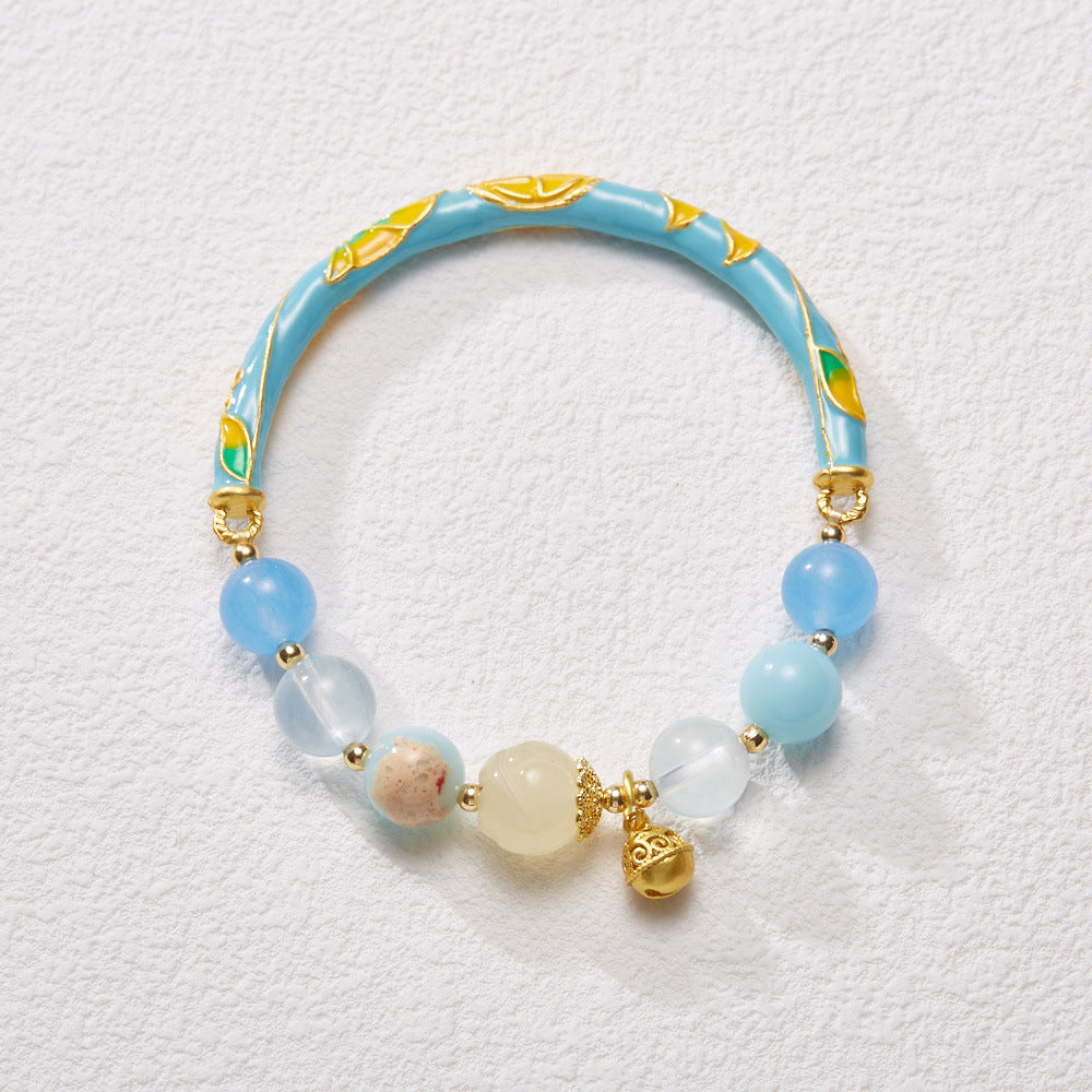 Xiangji Same Style Half Life Natural Sunstone Bracelet for Women Lily of the Valley Flower Wish Half Bracelet Gift for Best Friend