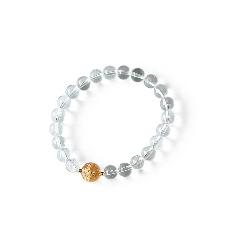 Original Design Niche Obsidian White Crystal Bracelet Gold-Plated Dragon Ball Good Luck Bracelet for Men and Women Couples Gift
