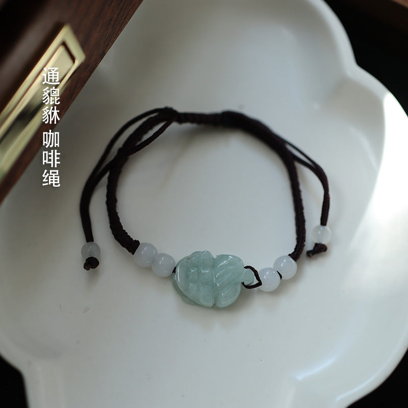 Natural emerald A Goods Red Rope Bracelet Lucky Red Rope Woven in the Year of Birth Red Carrying Strap