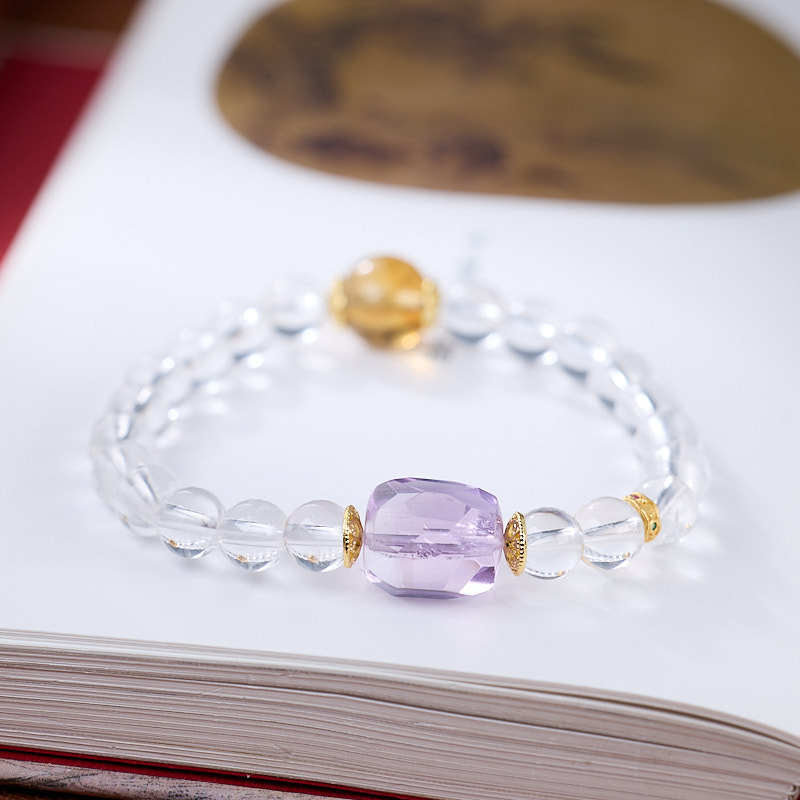 White Crystal Bracelet for Women, Star Holding Moon, Freeform Amethyst, High-end Feel Crystal Bracelet