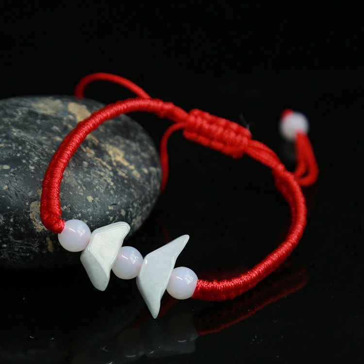 Jadeite Jade Red String Bracelet Red String Handmade Woven Bracelet for Zodiac Year Dragon Boat Festival Red String Gift Small Accessories