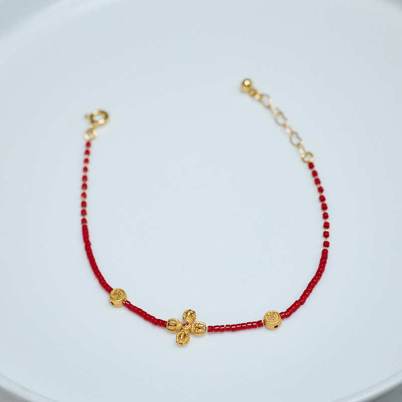 2025Year of the Snake Vajra Bracelet for Women New Chinese Style High-Value Red Glass Bracelet for Birth Year