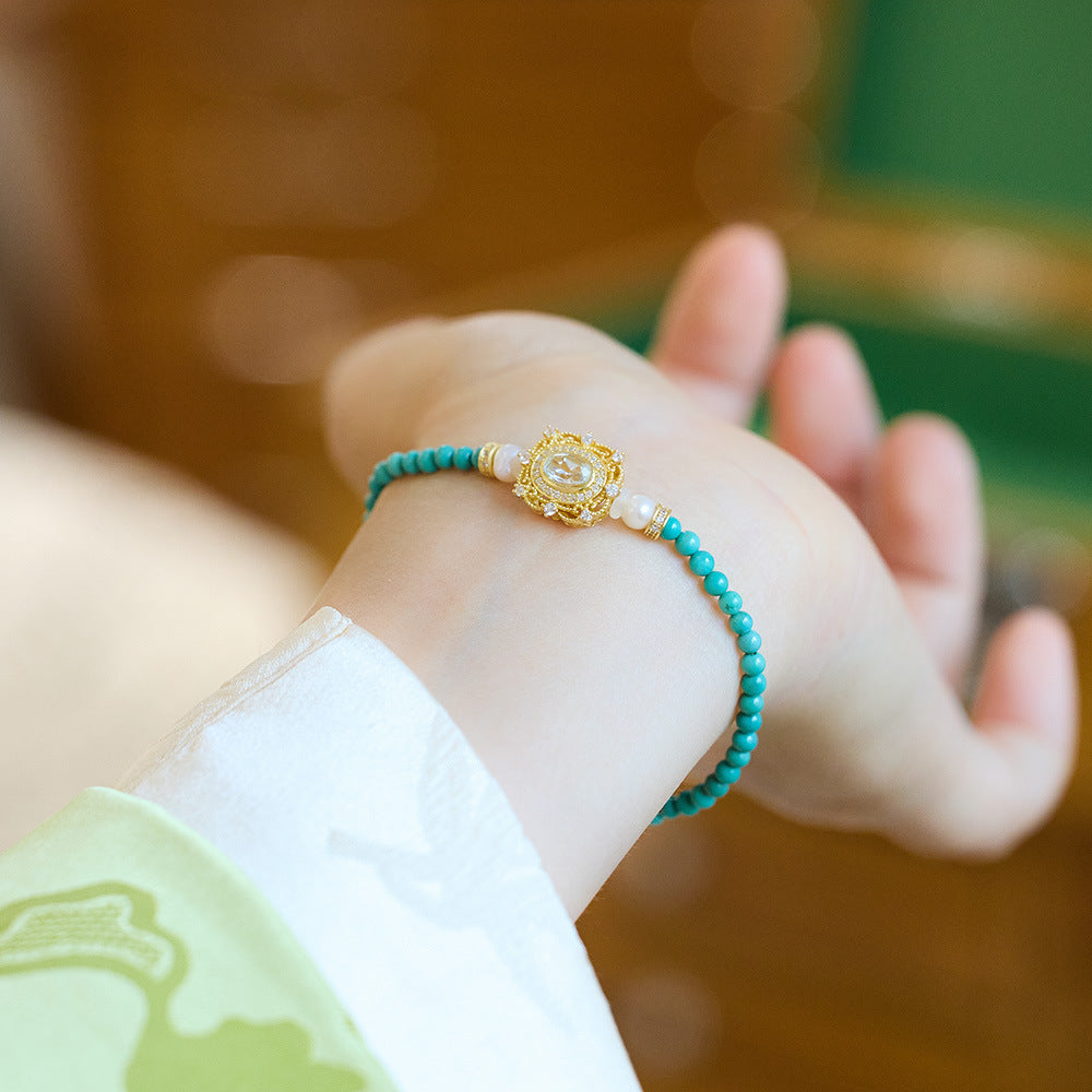 Hubei Original Mine Natural Green Pine Bracelet for Women S925Silver Inlaid Blue Water Jade Fine Texture Bracelet Gift for Girlfriend