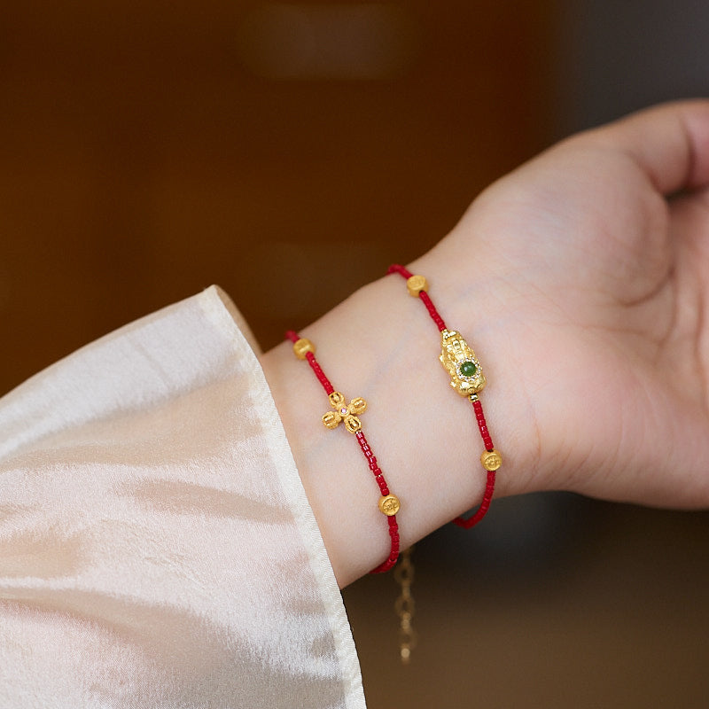 2025Year of the Snake Vajra Bracelet for Women New Chinese Style High-Value Red Glass Bracelet for Birth Year