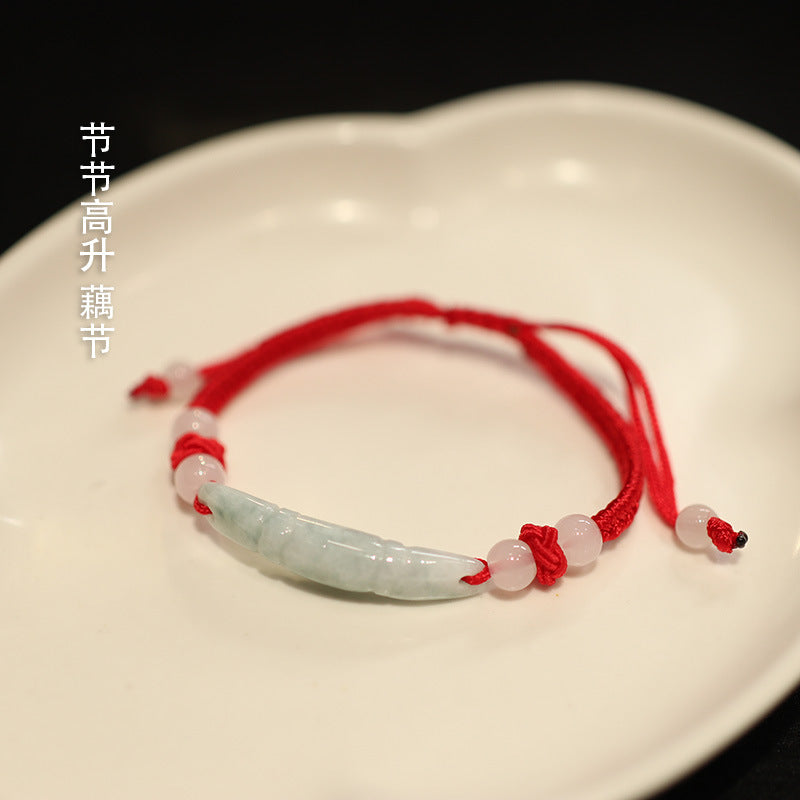 Jadeite Jade Red String Bracelet Red String Handmade Woven Bracelet for Zodiac Year Dragon Boat Festival Red String Gift Small Accessories