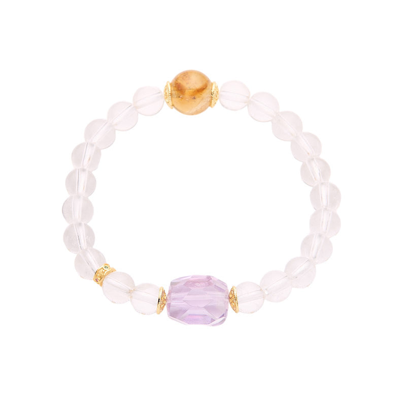 White Crystal Bracelet for Women, Star Holding Moon, Freeform Amethyst, High-end Feel Crystal Bracelet