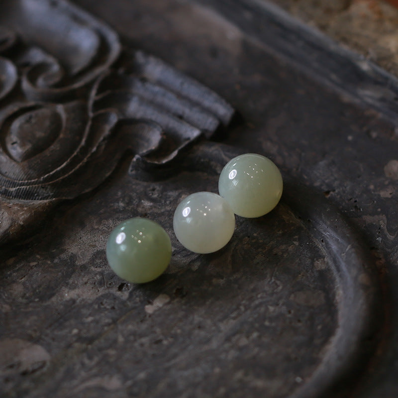 Customized Processing Natural Hetian Jade DIY Accessories Round Beads Loose Beads108Jade Bead Bracelet Accessories