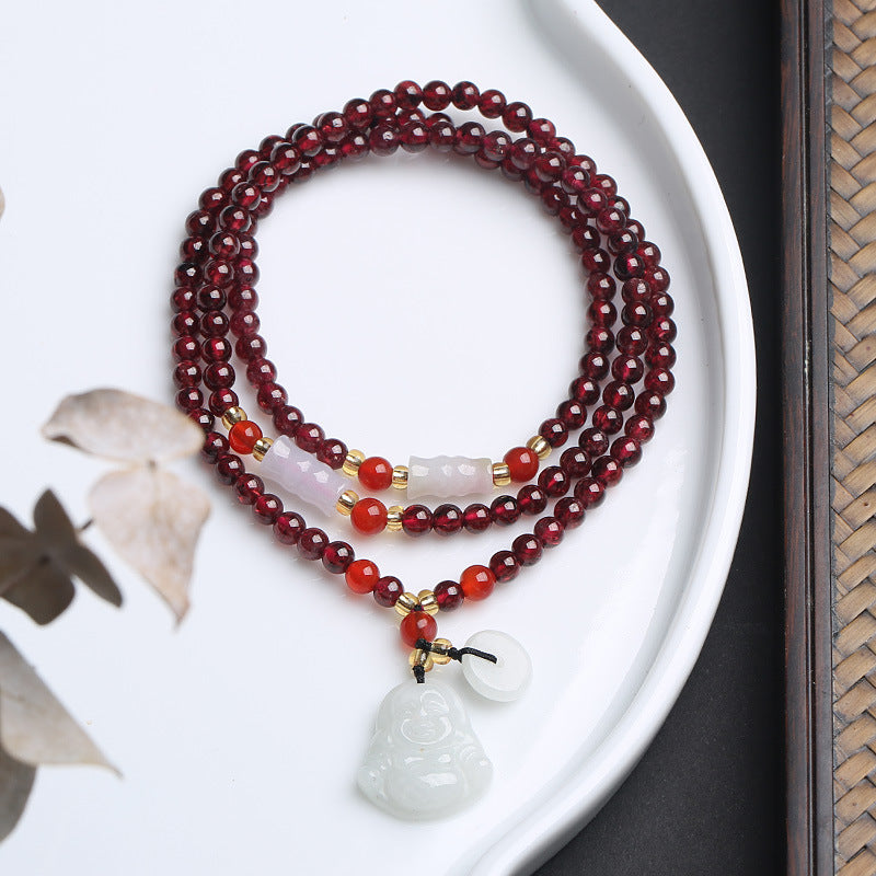 Natural Garnet Bracelet Multi-layer Beaded Bracelet5mm Natural emerald A Accessories Hot Sale