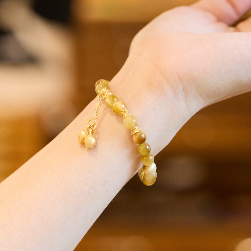 Neues Tigerauge-Steinarmband im chinesischen Stil, zwei Welten, Freude, Frühling voller Freude, goldenes Tigerauge-Armband für Frauen, High-End-Sinn, Geschenk im nationalen Stil
