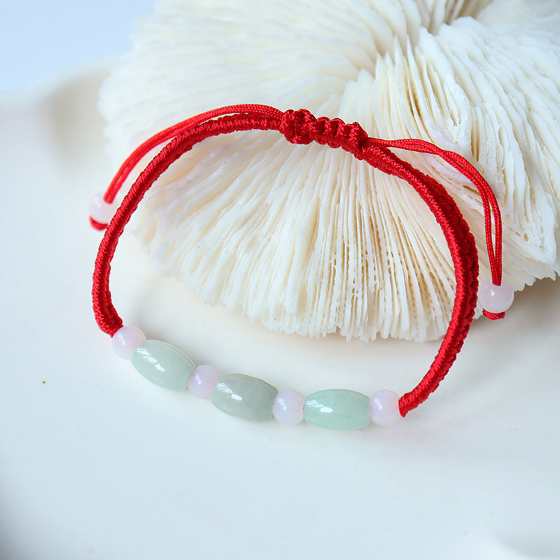 Jadeite Jade Red String Bracelet Red String Handmade Woven Bracelet for Zodiac Year Dragon Boat Festival Red String Gift Small Accessories