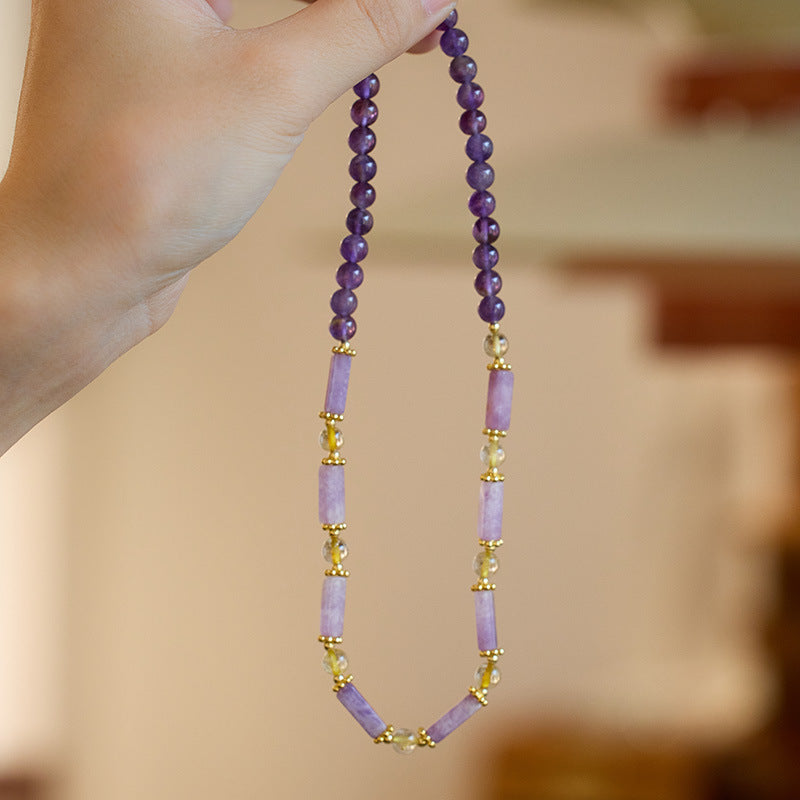 Natural Amethyst Bracelet for Women Violet Purple Jade Double Layer Bracelet Purple Crystal Gemstone High-end Bracelet