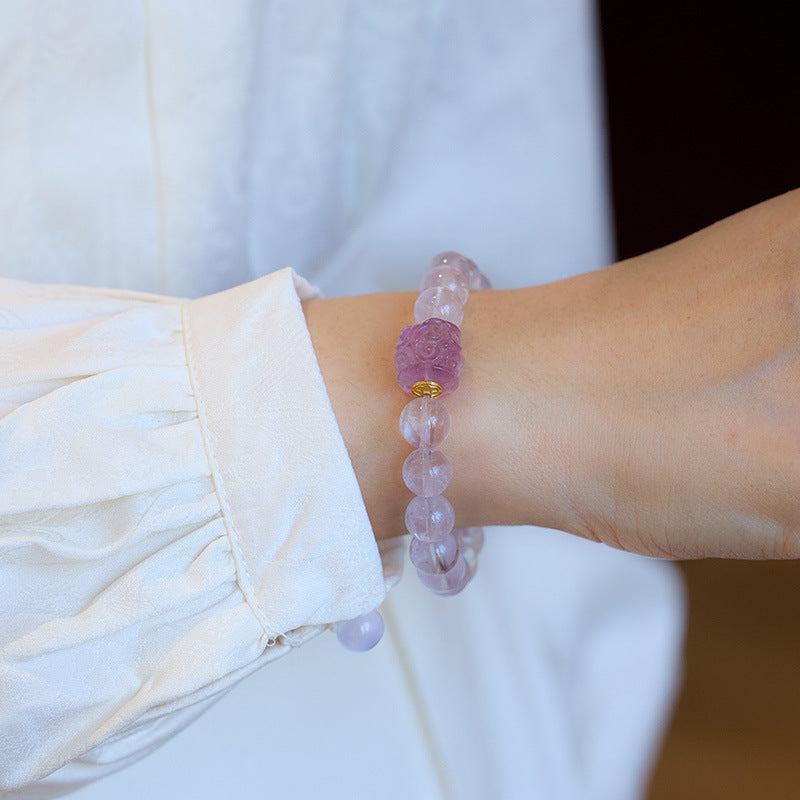 Nine Purple Fire Bracelet for Women Birth Year Bracelet Purple Jade Birth Year Lavender Crystal Good Luck Bead Road Pass Bracelet