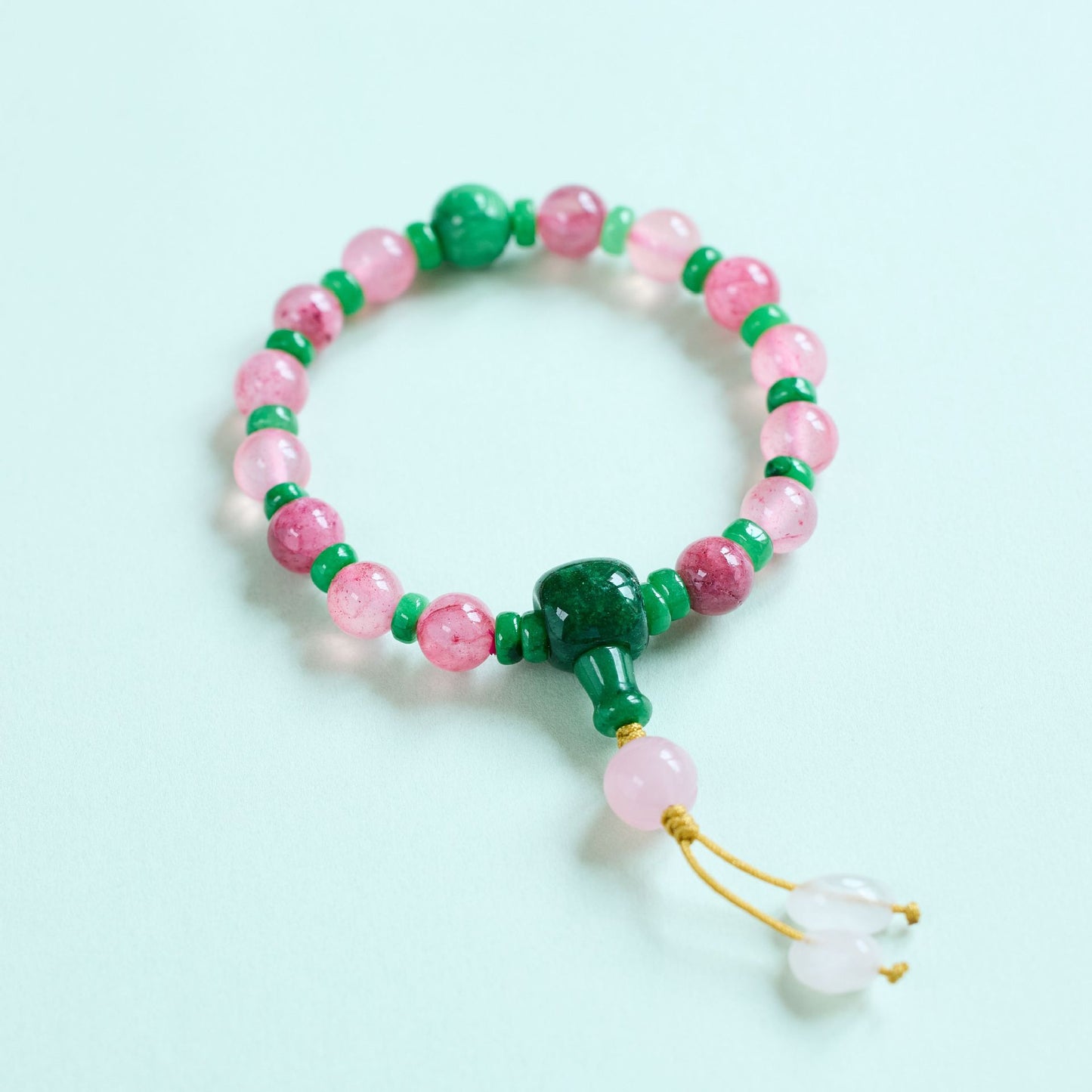 Museum Replica Qing Palace Eighteen Seeds Handheld Eighteen Beads Pink Bracelet Buddha Beads Cheongsam Brooch Pendant