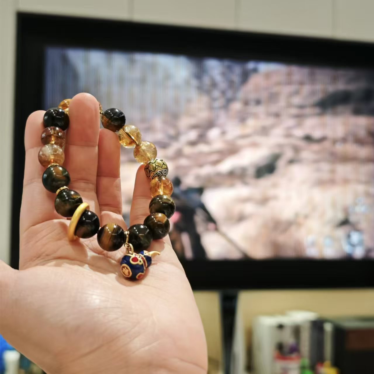 Black Mythology Sun Wukong Natural Tiger Eye Stone Bracelet Obsidian Hand Toy Bracelet Gift for Men Personalized Gift