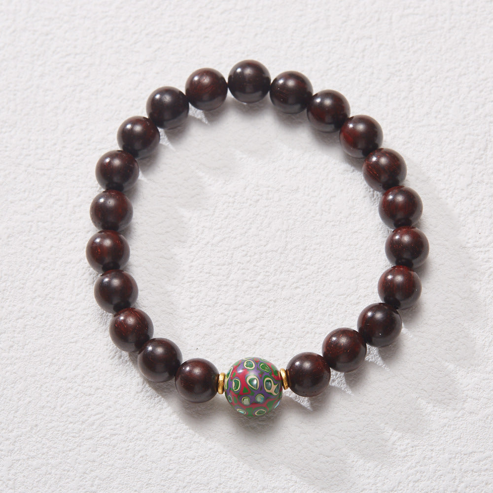 Natural Small Leaf Red Sandalwood Bracelet Authentic Old Material Sandalwood Buddha Beads Unisex Five-Way Five-Element Beads Wenwan Play Bracelet