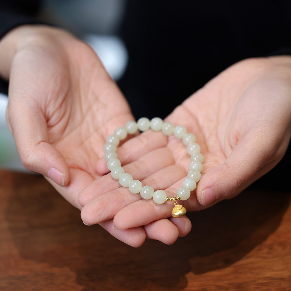 Customized Processing Natural Hetian Jade DIY Accessories Round Beads Loose Beads108Jade Bead Bracelet Accessories