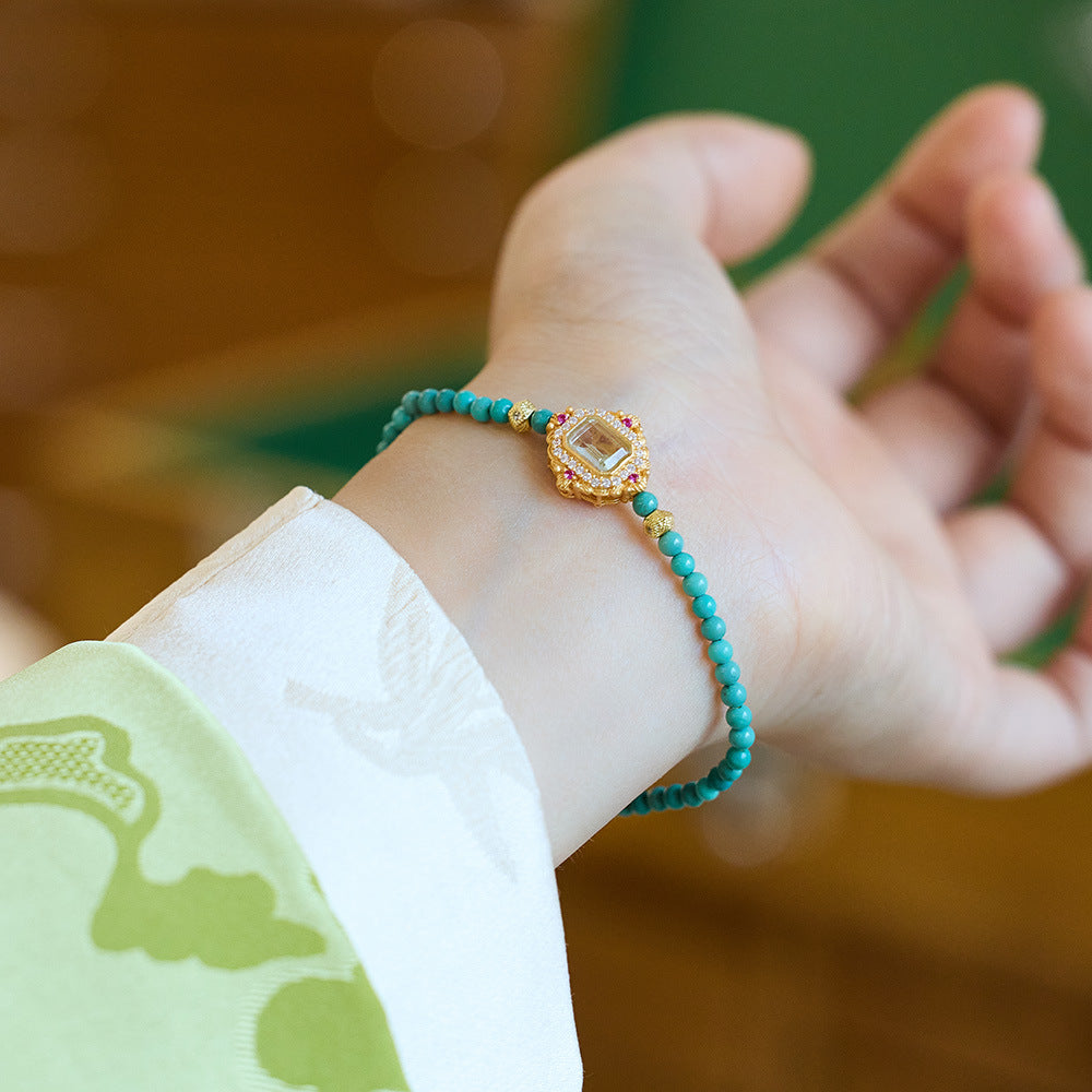 Hubei Original Mine Natural Green Pine Bracelet for Women S925Silver Inlaid Blue Water Jade Fine Texture Bracelet Gift for Girlfriend