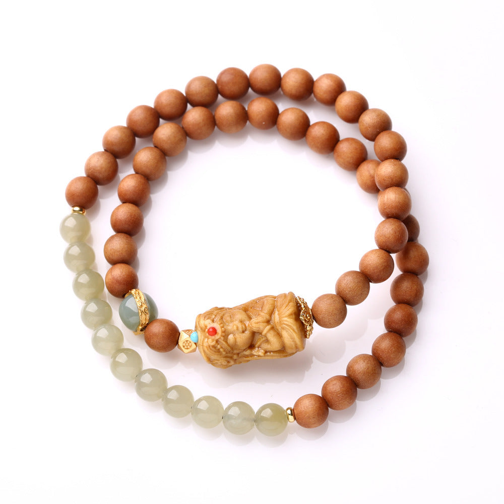 Natural Milk Fragrance Sandalwood Barbie Sandalwood Bracelet Zakiram Hetian Jade High-end Bracelet