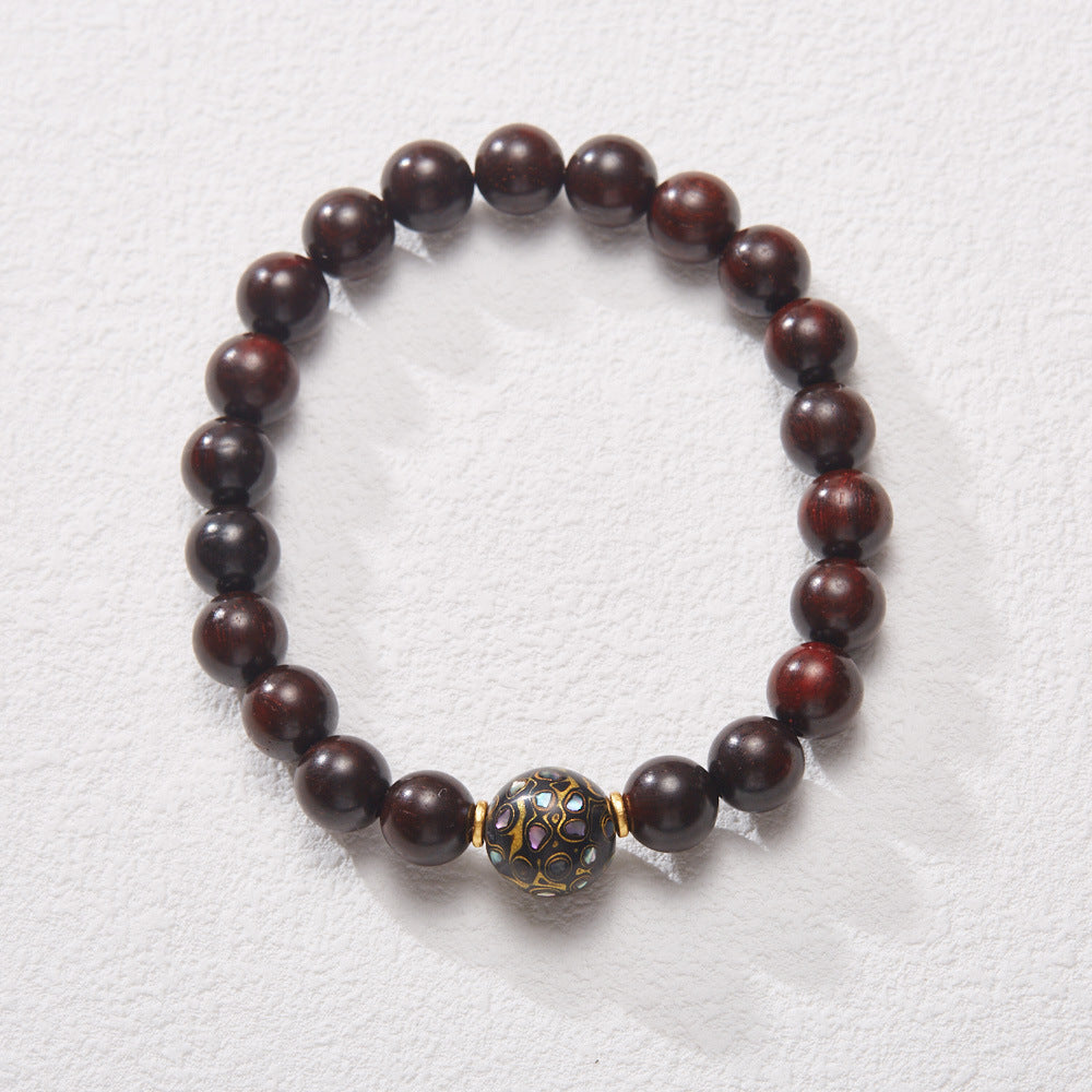 Natural Small Leaf Red Sandalwood Bracelet Authentic Old Material Sandalwood Buddha Beads Unisex Five-Way Five-Element Beads Wenwan Play Bracelet