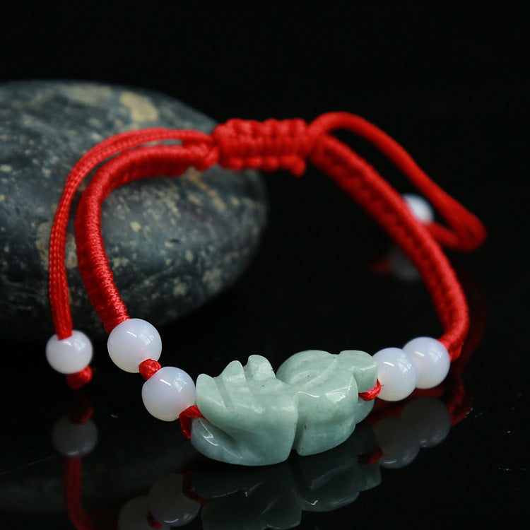 Natural emerald A Goods Red Rope Bracelet Lucky Red Rope Woven in the Year of Birth Red Carrying Strap