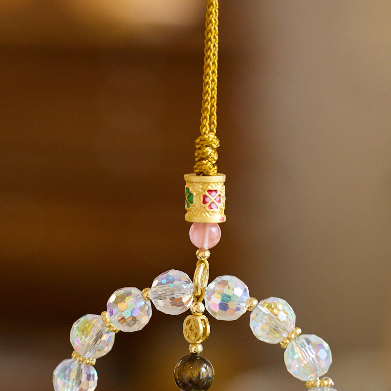 Hangzhou Lingyin Fifth Road God of Wealth Car Hanging Five-Color Crystal Glass Wealth Lock Pendant Temple Cultural and Creative Car Decoration