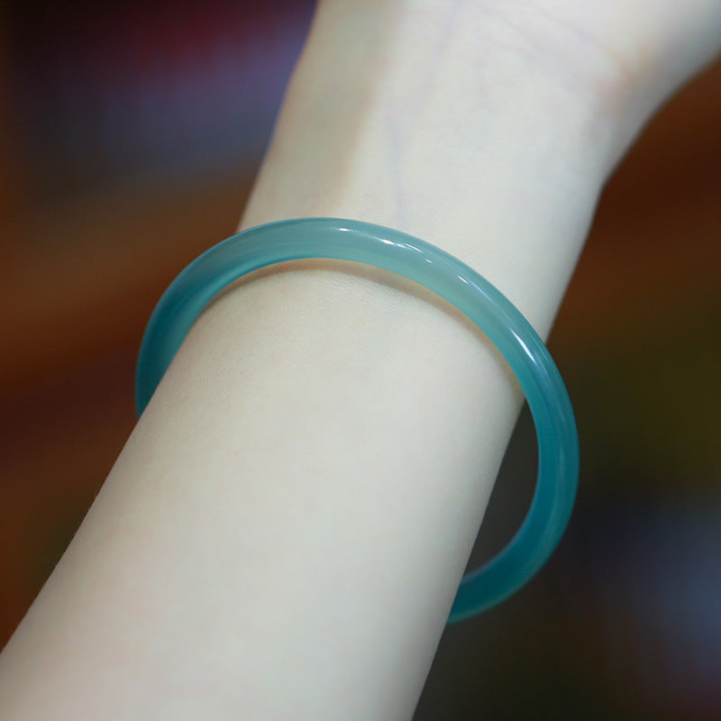 Gold-Devouring Beast Natural Chalcedony Ding-Dang Bracelet Agate Bracelet Ultra-Thin Strip Delicate and Exquisite Jade Bracelet Women's Jewelry Accessories