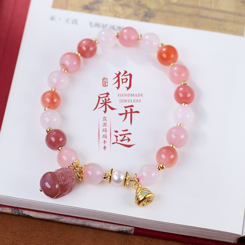 Xiamen Nanputuo Collection Five-Color Gold Leaf Heart Sutra Multi-Treasure Glass Bell Lion Dance Bracelet Ten Perfect Bracelets