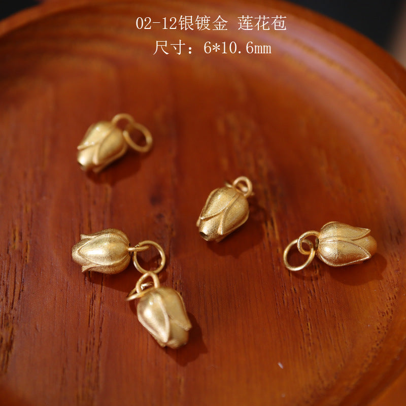 Silver Gold Plated Accessories Small Brand DIY Handmade Jewelry Accessories Butterfly Money Bag Crystal South Red Agate Flowing Style