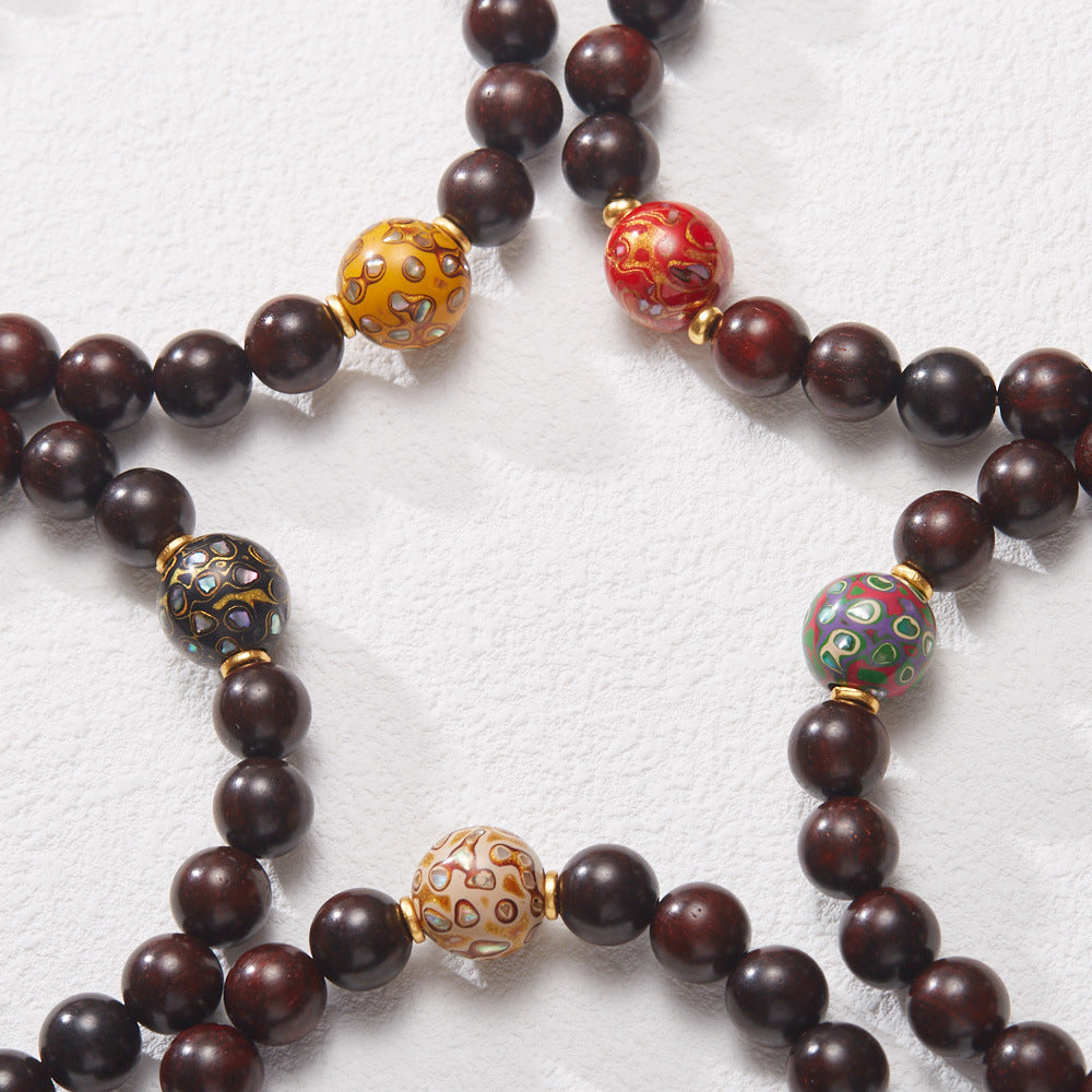 Natural Small Leaf Red Sandalwood Bracelet Authentic Old Material Sandalwood Buddha Beads Unisex Five-Way Five-Element Beads Wenwan Play Bracelet