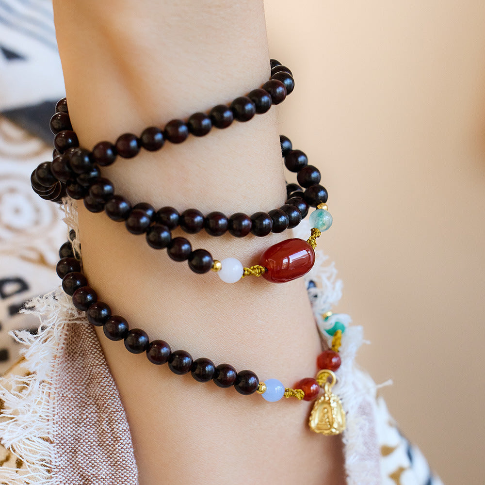 Natural Indian Authentic Pterocarpus Santalinus Bracelet108Old Materials Large Lacquer Beads Buddha Beads Bracelet Girlfriend Gifts