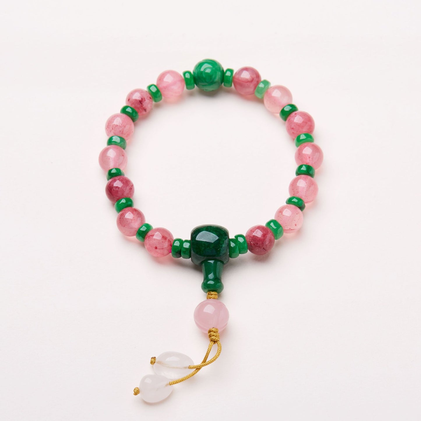Museum Replica Qing Palace Eighteen Seeds Handheld Eighteen Beads Pink Bracelet Buddha Beads Cheongsam Brooch Pendant