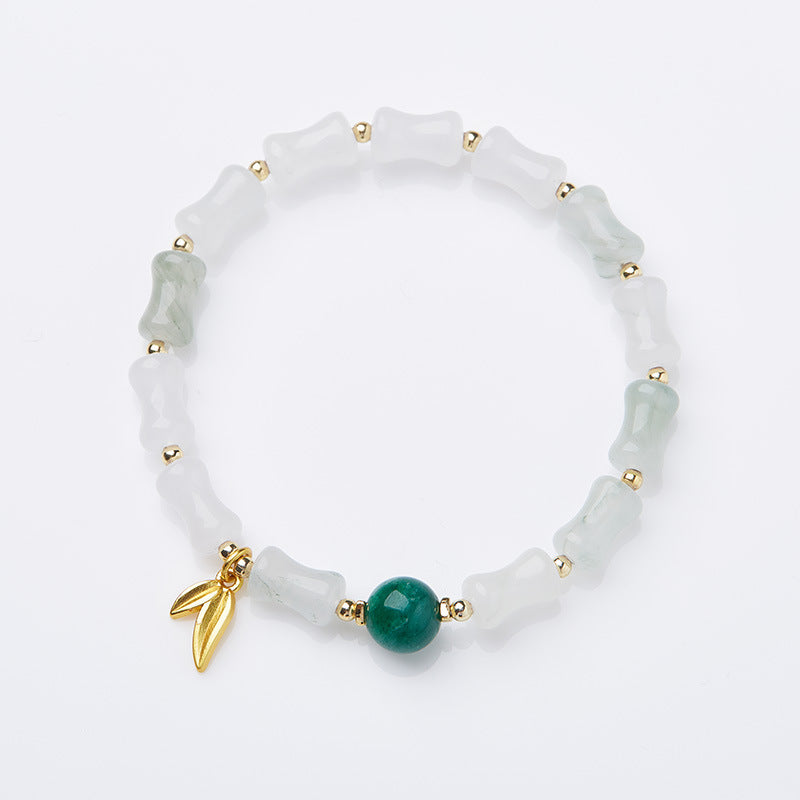 Natural Tianshan Jade Bamboo Knot Bracelet for Women Wallet Drum Money Bag Golden Silk Jade High-end Feel Bestie Bracelet Gift