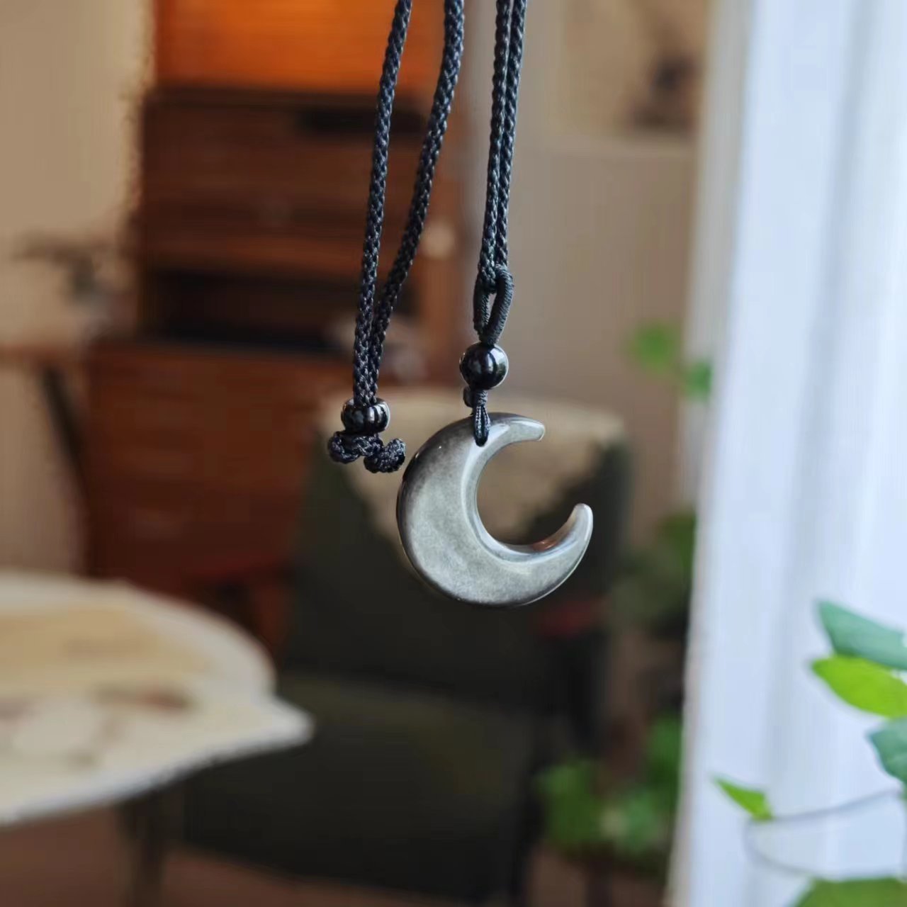 Canglan Jue Bone Orchid Halskette im gleichen Stil, handgewebte Muschelkette mit Mondanhänger, Vintage-Halskette, kleines Geschenk