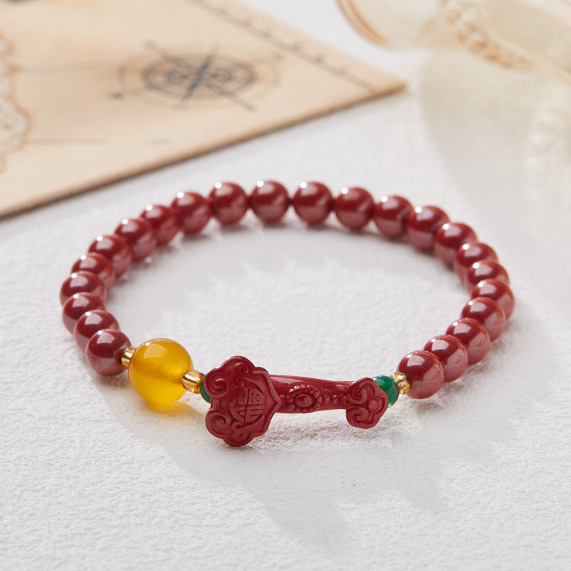 Shangxi Original Mine High Content Imperial Sand Bracelet Good Luck and Fortune Cinnabar Bracelet Zodiac Year Gift