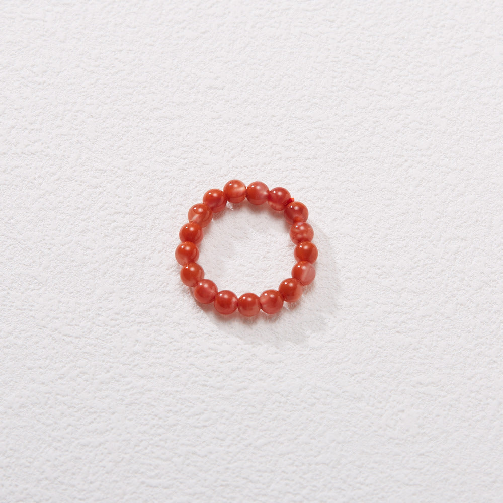 Natürlicher 4-mm-Nanhong-Achatring für Damen, Liangshan-Material, Kirschrot, High-End-Sinn, eleganter Ring