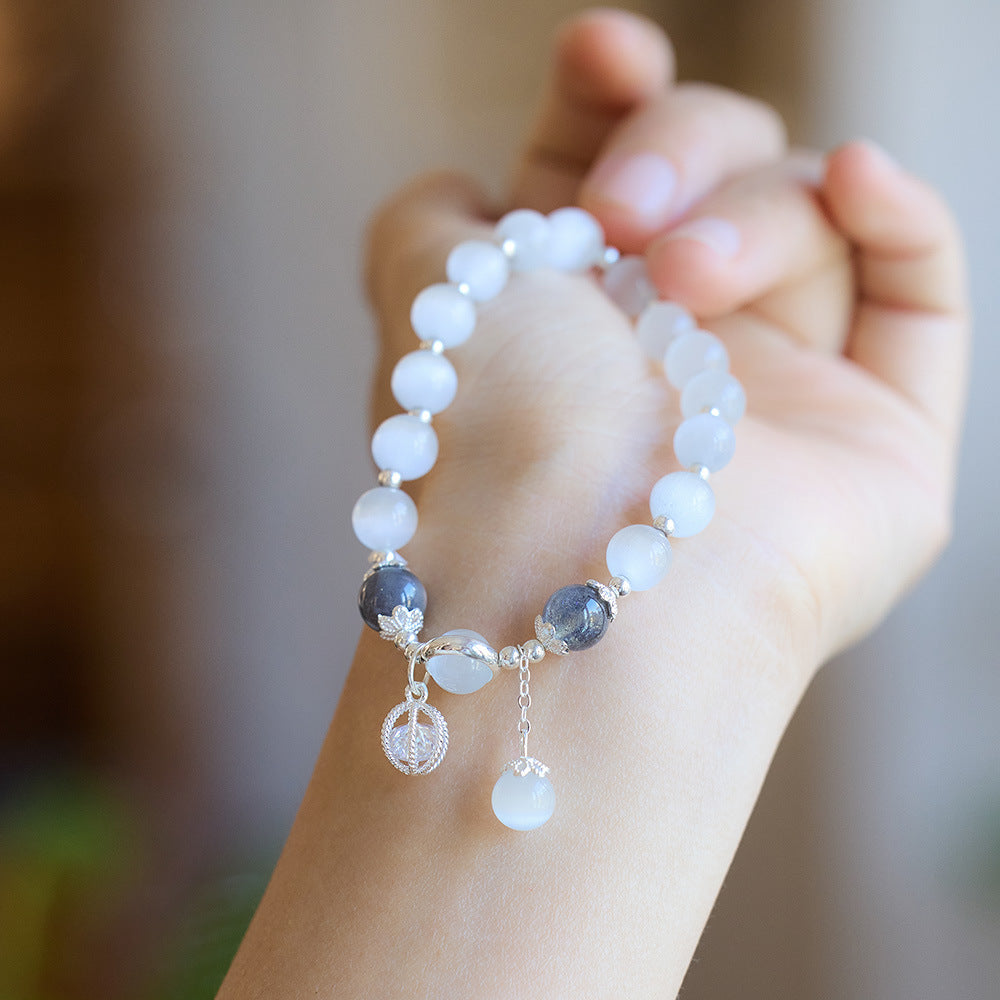 Opal Bracelet for Women ins Niche Design Simple Crystal Bracelet Moonstone Beaded Bracelet Best Friend Gift