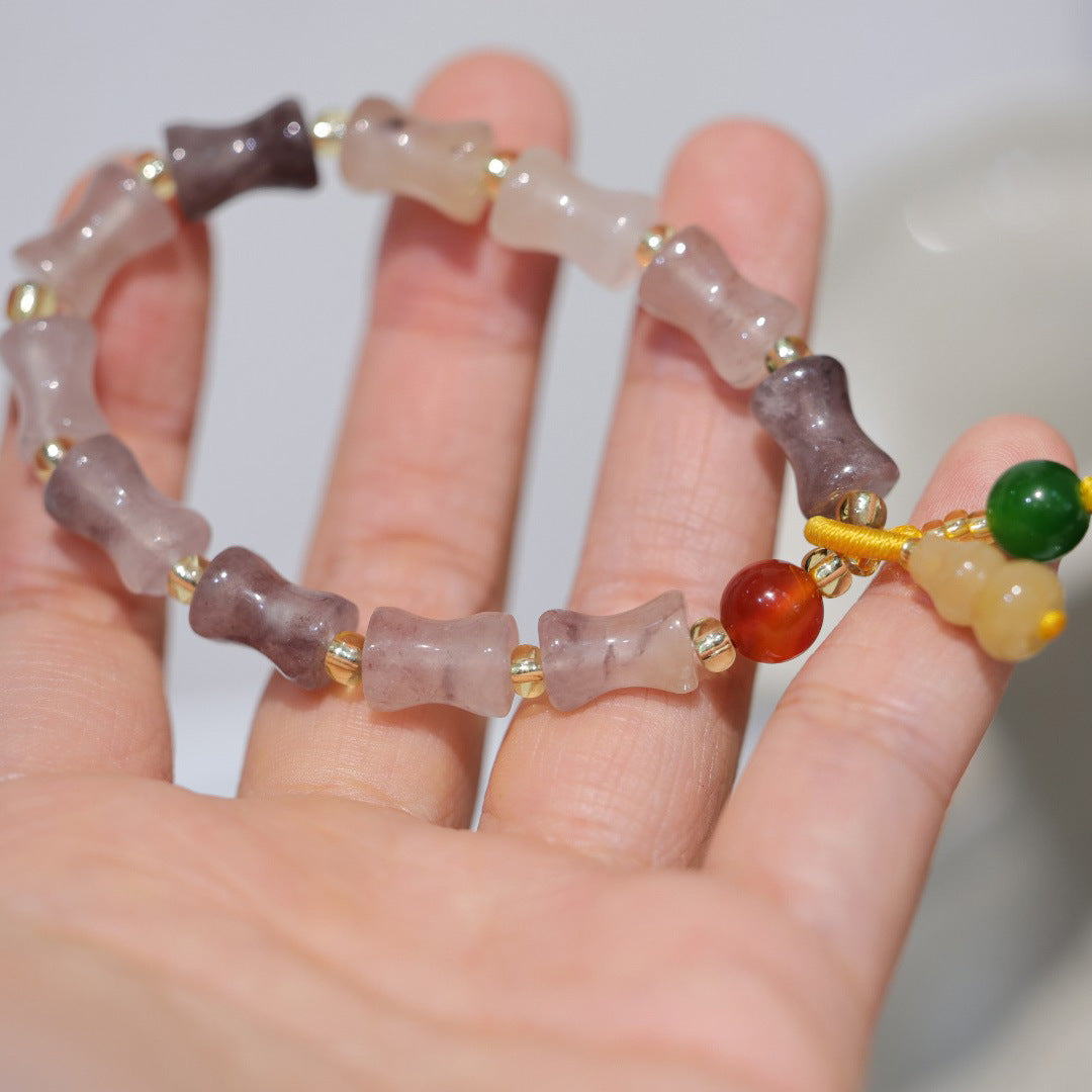 Natural Xinjiang Golden Silk Jade Bracelet for Women, High-Quality Gourd Single Circle Bracelet, Yadan Gobi Jade Ethnic Style Gift