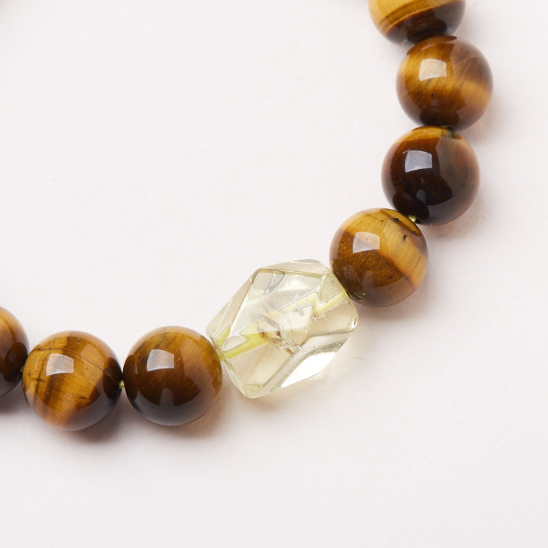 Ephemeral Secret Natural Realm10MM Tiger Eye Stone Bracelet Freeform Yellow Crystal Bracelet High-end Crystal Bracelet