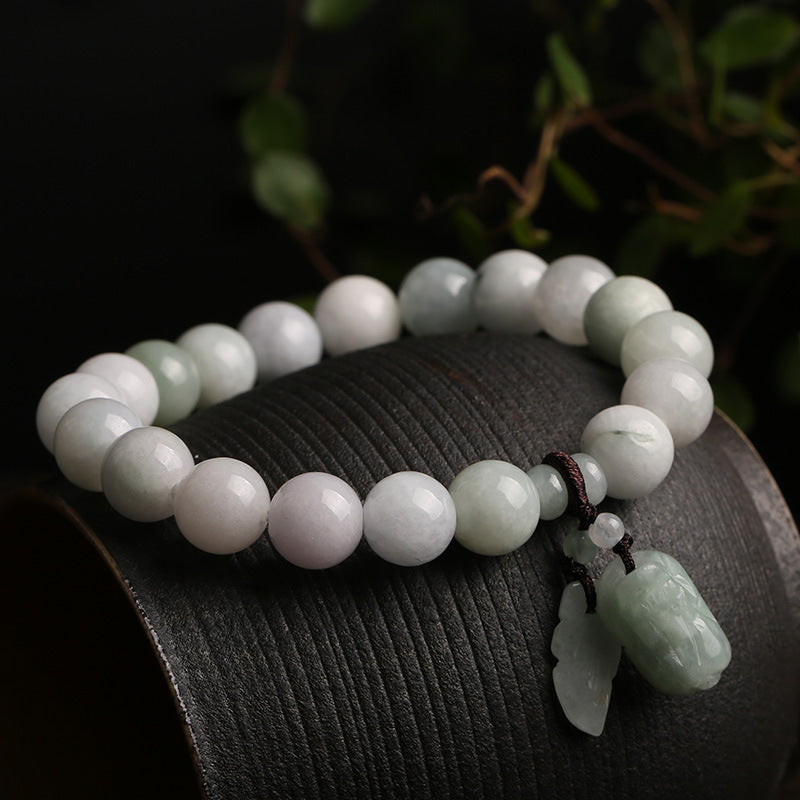 Natural Jadeite Bracelet with Pendant Pixiu Jadeite Jade Bracelet Jewelry Couple Style diy Bracelet