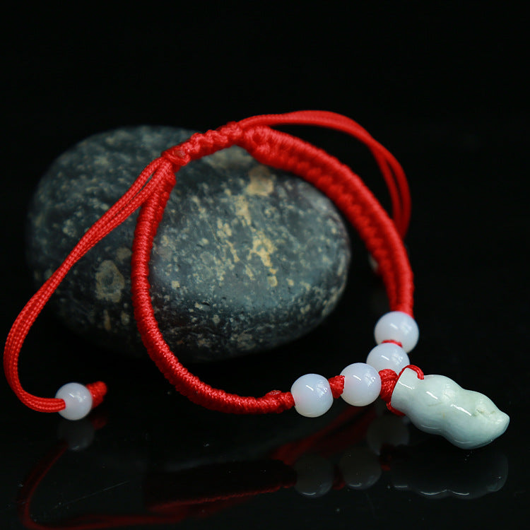 Jadeite Jade Red String Bracelet Red String Handmade Woven Bracelet for Zodiac Year Dragon Boat Festival Red String Gift Small Accessories