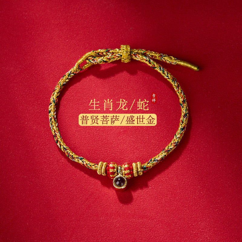 2024Handgefertigtes Armband mit rotem Band für Männer und Frauen, Sternzeichen-Schutz-Buddha-Projektionsstein, Shurangama-Mantra, Sechs-Wort-Mantra, Zwölf-Sternzeichen-Schutzgottheit