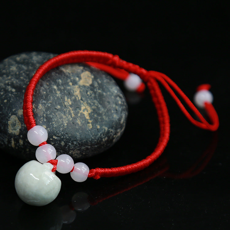 Jadeite Jade Red String Bracelet Red String Handmade Woven Bracelet for Zodiac Year Dragon Boat Festival Red String Gift Small Accessories