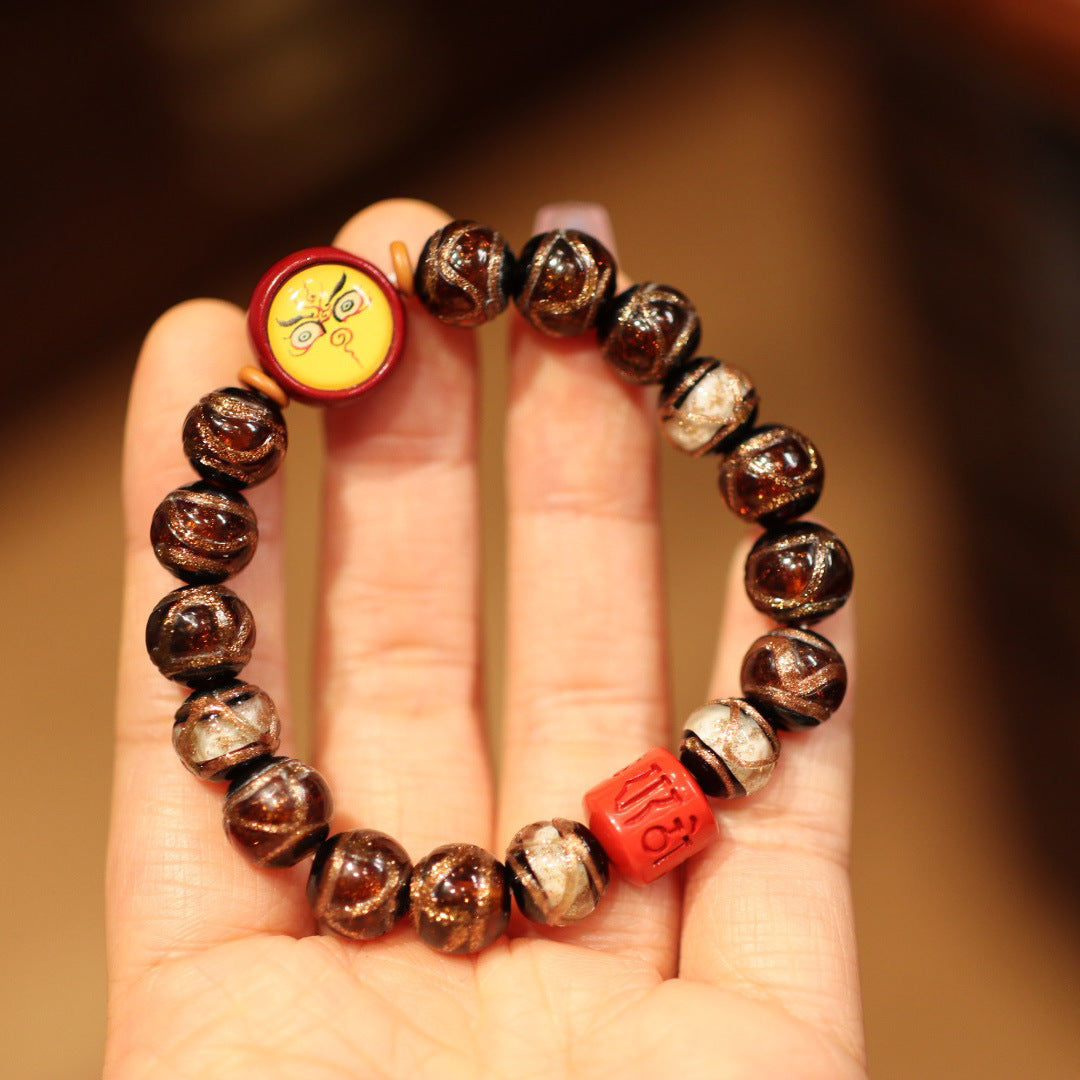 Incense Ash Glaze Bracelet Zodiac Year Twelve Zodiac Bracelet Ancient Method Multi-Treasure Gold-Swallowing Beast Beijing Palace Family of Three
