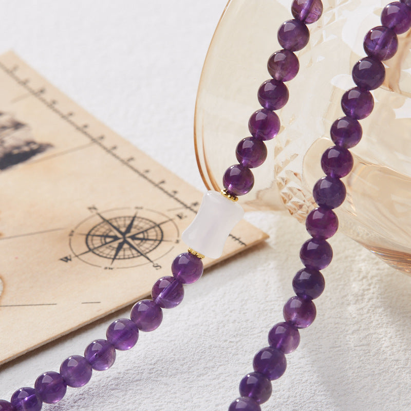 New Chinese Style Natural6MM Amethyst Bracelet for Women Gourd Coin Good Luck Crystal Bracelet Gift for Best Friend